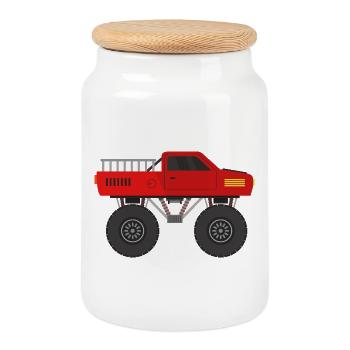 Monstertruck - Keksdose mit Holzdeckel - Weiß - Vorne