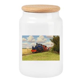 Countryside Miniature Railway - Cookie Jar with Wooden Lid - white - Front