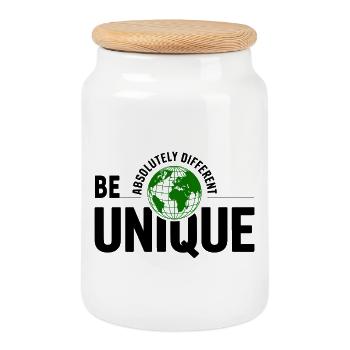 Unique Green Globe - Cookie Jar with Wooden Lid - white - Front