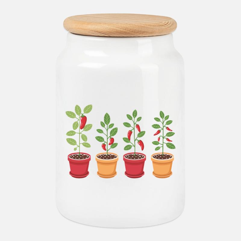 Cadeau Drôle de Jardinier Chili - Boîte à biscuits avec couvercle en bois - blanc