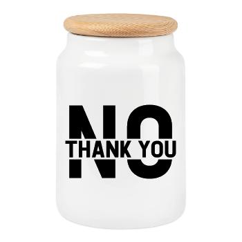 No Thank You - Keksdose mit Holzdeckel - Weiß - Vorne