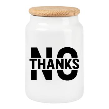 no thanks - Cookie Jar with Wooden Lid - white - Front