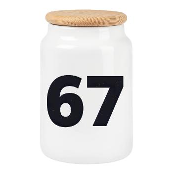 67 parle la langue des jeunes - Boîte à biscuits avec couvercle en bois - blanc - Devant