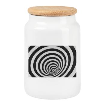 Spirale hypnotique noir et blanc - Boîte à biscuits avec couvercle en bois - blanc - Devant