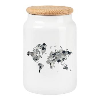 Conception de la Mosaïque de la Carte du Monde - Boîte à biscuits avec couvercle en bois - blanc - Devant