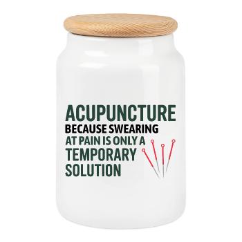 Acupuncture Because Swearing Is Temporary  - Cookie Jar with Wooden Lid - white - Front