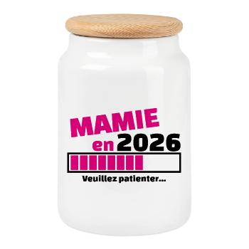 Granny in 2026 - Pregnancy announcement granny - Cookie Jar with Wooden Lid - white - Front