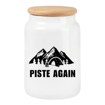 PISTE AGAIN. SKI. SKI WINTE SPORT - Cookie Jar with Wooden Lid - white - Front