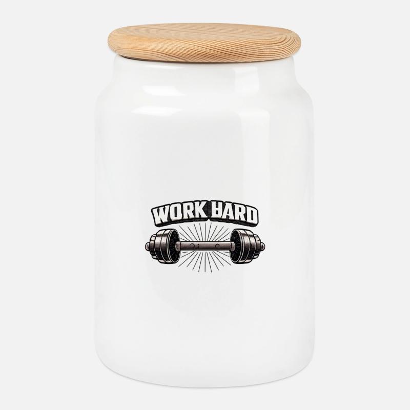 Kraftvolles Training Shirt - Keksdose mit Holzdeckel - Weiß