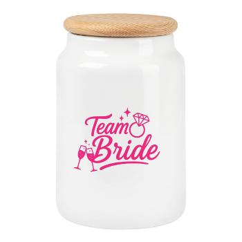Team Bride Pink Diamond - Cookie Jar with Wooden Lid - white - Front