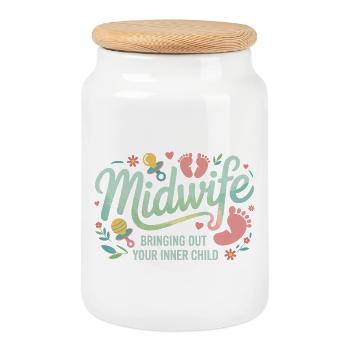 Midwife Inner Child Bloom - Keksdose mit Holzdeckel - Weiß - Vorne