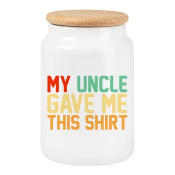 Mon oncle m’a offert ce t-shirt, un cadeau rétro drôle pour une nièce - Boîte à biscuits avec couvercle en bois - blanc - Devant