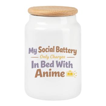 Anime-hausmensch Cuddly Weeb - Cookie Jar with Wooden Lid - white - Front
