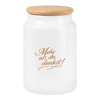 Plus que tu ne le penses ! - Boîte à biscuits avec couvercle en bois - blanc - Devant
