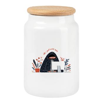 Funny Office Quote – IDK I Just Work Here Design - Keksdose mit Holzdeckel - Weiß - Vorne