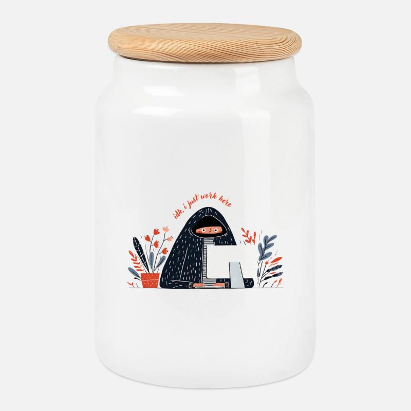 Funny Office Quote – IDK I Just Work Here Design - Keksdose mit Holzdeckel - Weiß