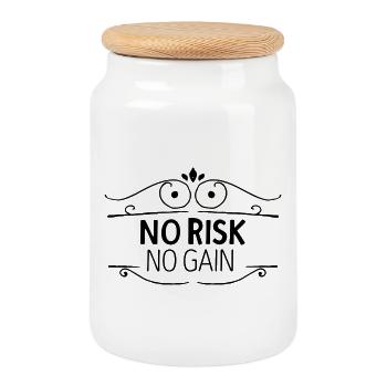Aucun risque, aucun gain – Conception du succès motivant - Boîte à biscuits avec couvercle en bois - blanc - Devant