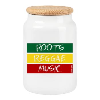 roots reggae music - Boîte à biscuits avec couvercle en bois - blanc - Devant