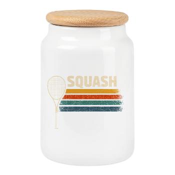 Sports drôles pour amateurs de raquettes de squash vintage - Boîte à biscuits avec couvercle en bois - blanc - Devant