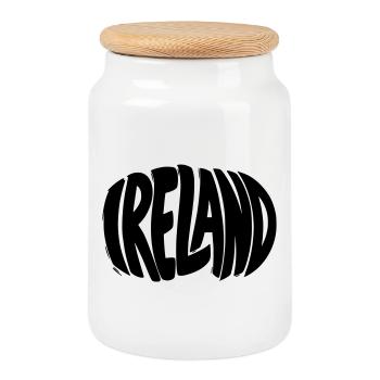 Irland - Ireland Schriftzug - Keksdose mit Holzdeckel - Weiß - Vorne