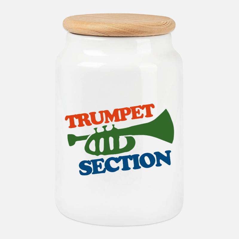 Trompetensektion Logo Tee - Keksdose mit Holzdeckel - Weiß