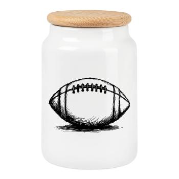 Vintage American Football Ball Sportsman - Cookie Jar with Wooden Lid - white - Front