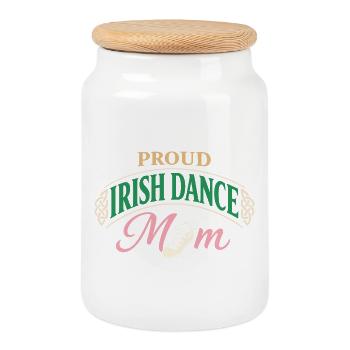 Irish Dance Step-dancing Celtic Fan - Cookie Jar with Wooden Lid - white - Front