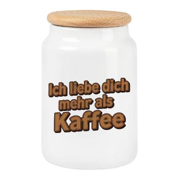 I love you more than coffee – love saying - Cookie Jar with Wooden Lid - white - Front