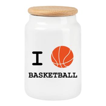 I Love Basketball - Cookie Jar with Wooden Lid - white - Front