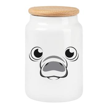Costume mignon de lamantin en animal marin - Boîte à biscuits avec couvercle en bois - blanc - Devant