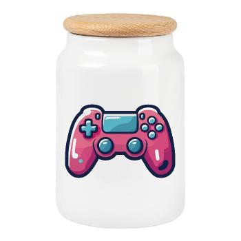 Gamer, Videospiel-Leidenschaft, Gamepad - Keksdose mit Holzdeckel - Weiß - Vorne