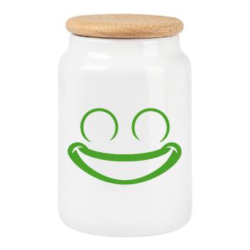 Grenouille | Déguisement de carnaval en costume de grand visage - Boîte à biscuits avec couvercle en bois - blanc - Devant
