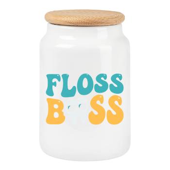 Floss Dental Assistant Dentist - Cookie Jar with Wooden Lid - white - Front