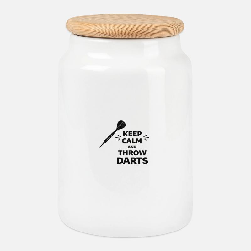 Darts Ruhe Typografie - Keksdose mit Holzdeckel - Weiß