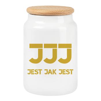 C’est ce que c’est - logo - Boîte à biscuits avec couvercle en bois - blanc - Devant
