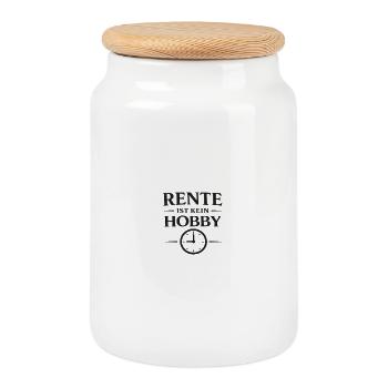 La retraite n’est pas un passe-temps – Typographie de déclaration - Boîte à biscuits avec couvercle en bois - blanc - Devant