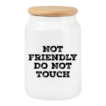 Not friendly do not touch - Cookie Jar with Wooden Lid - white - Front