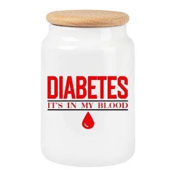Diabetes Bloodline Bold Typography - Cookie Jar with Wooden Lid - white - Front