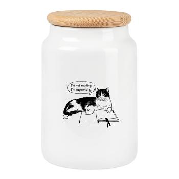 I'm not reading - Cookie Jar with Wooden Lid - white - Front