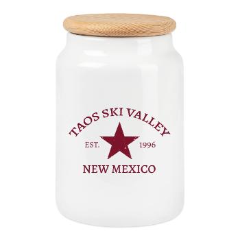 Taos Ski Valley - New Mexico - USA - America - Cookie Jar with Wooden Lid - white - Front