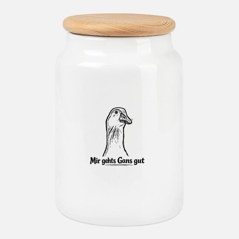 Gans - Keksdose mit Holzdeckel - Weiß