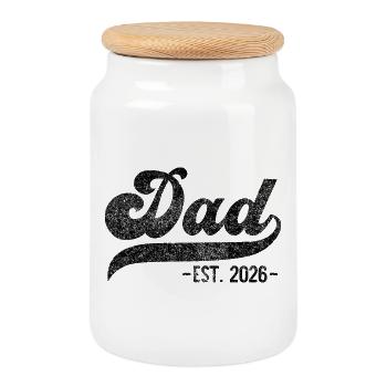 Papa 2026 – Cadeau EST. Papa 2026 - Boîte à biscuits avec couvercle en bois - blanc - Devant