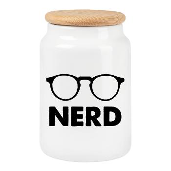 Brille Nerd - Keksdose mit Holzdeckel - Weiß - Vorne