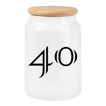 40. 40 YEARS. 40th ANNIVERSARY. 40 YEARS ANNIVERSARY. - Cookie Jar with Wooden Lid - white - Front