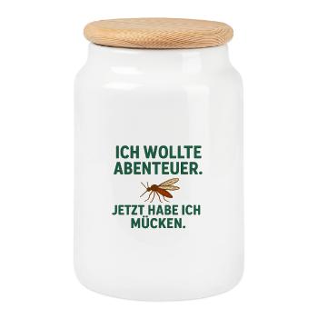 Abenteuer vs Mücken - Keksdose mit Holzdeckel - Weiß - Vorne