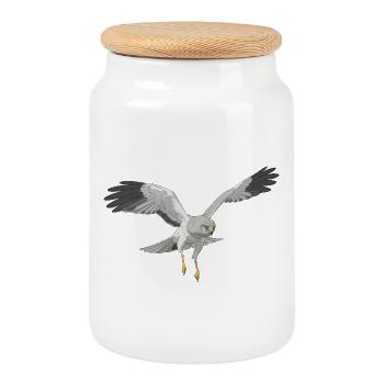 Hen Harrier Circus cyaneus - Cookie Jar with Wooden Lid - white - Front
