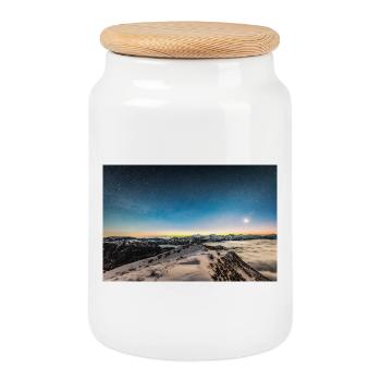 The Night SKy Above Agrafa Mountains - Cookie Jar with Wooden Lid - white - Front