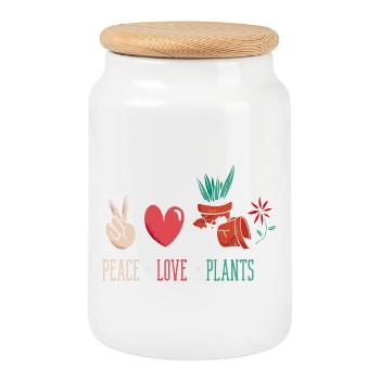 Amateur des plantes Paix Amour Plantes Fleurs succulentes - Boîte à biscuits avec couvercle en bois - blanc - Devant