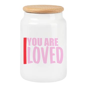 You Are Loved No Matter How You Feel Mitgefühl - Keksdose mit Holzdeckel - Weiß - Vorne