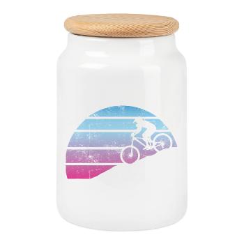 Sunset Bike - Boîte à biscuits avec couvercle en bois - blanc - Devant